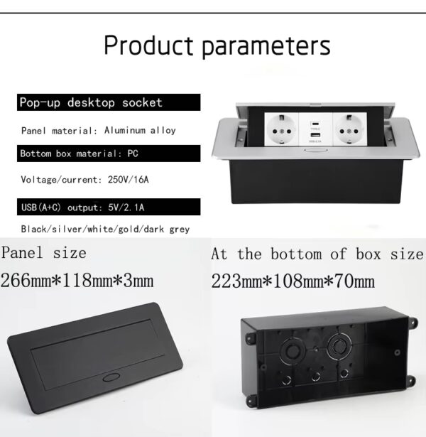 Ổ Cắm Âm Bàn TS-1 | Màu Xám