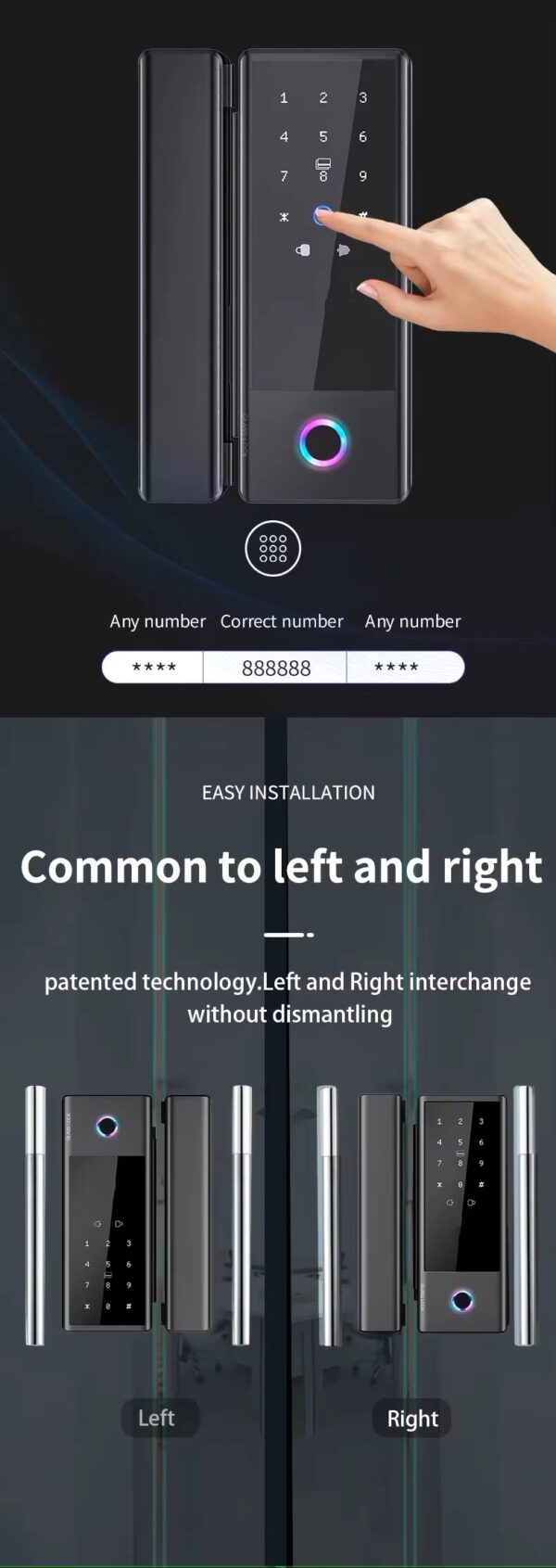 SV-SDL-GL01 | Khóa Cửa Kính Thông Minh 5-trong-1