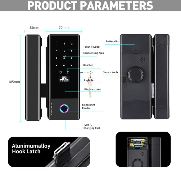 SV-SDL-GL01 | Khóa Cửa Kính Thông Minh 5-trong-1