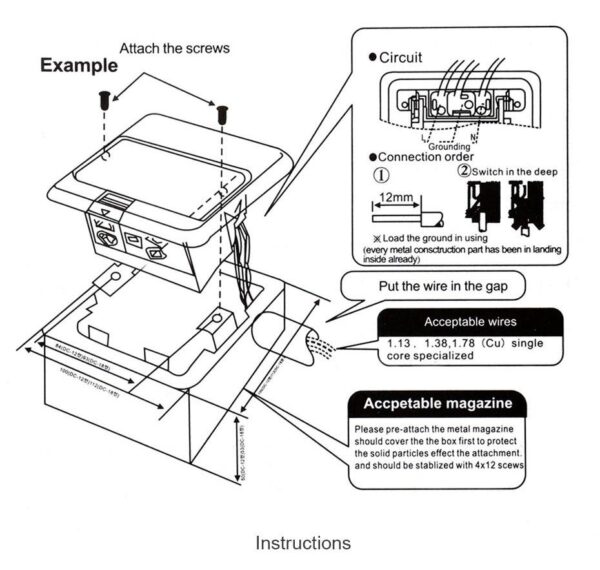 Ổ Cắm Âm Sàn Đa Năng FS-1 | Màu Vàng